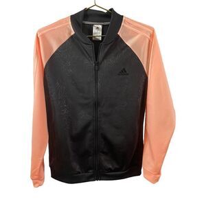Adidas Pink Black Floral Embossed Track Jacket Size MED